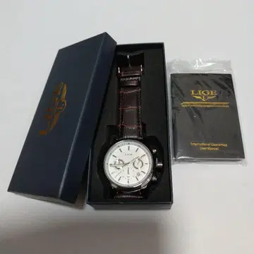 [ 새상품 미사용품 ] LIGE 손목시계 가죽 벨트 크로노그래프 방수