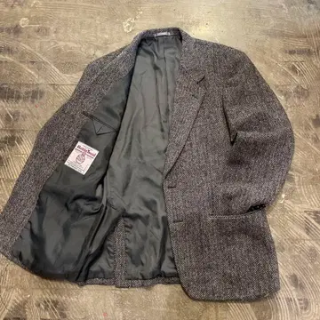해리스 트위드 그레이 헤링본 테일러드 자켓