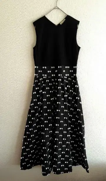 유나이티드 애로우즈 리본 컷 자카드 롱 원피스 블랙