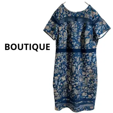 하나뿐인 BOUTIQUE DX 네이비 꽃무늬 반팔 원피스 깔끔한