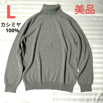 유니클로 그레이 캐시미어 100% 터틀넥 스웨터 L 남성용