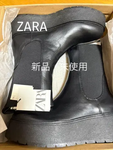 새상품 ZARA 24cm 블랙 사이드 고어 부츠 통굽