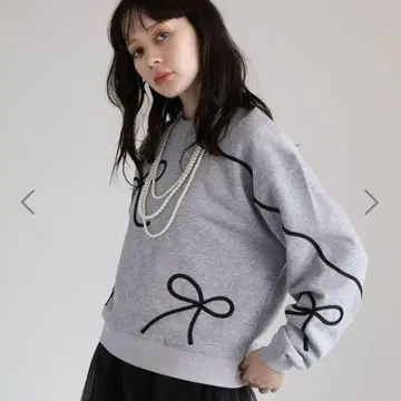 swing by 리본 코드 자수 맨투맨