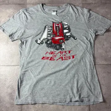 닛산 스카이라인 SKYLINE 엔진 모터 티셔츠 그레이 구멍 있음 L