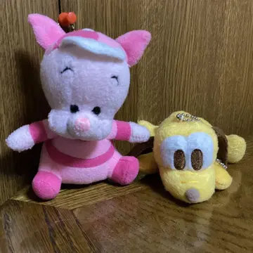 디즈니 피글렛과 플루토 봉제 인형 키링 세트
