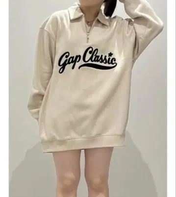 GAP 로고 풀오버 남성용 여성용 베이지 맨투맨 트레이닝복