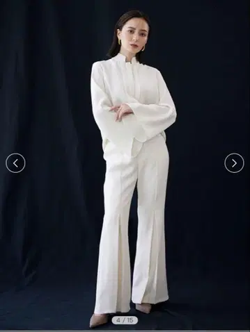 anuans 더블 크로스 박스 턱 팬츠 S (IVORY)