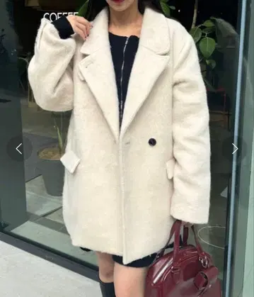 Chico 샤기 자켓 코트 아이보리