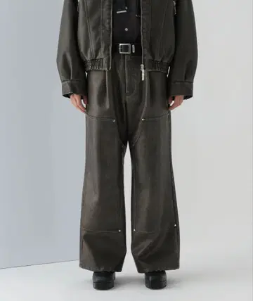 HARE 가죽 더블니 팬츠