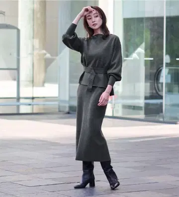 Ur's(유어즈) 밀라노 리브 니트 셋업 L 사이즈  차콜