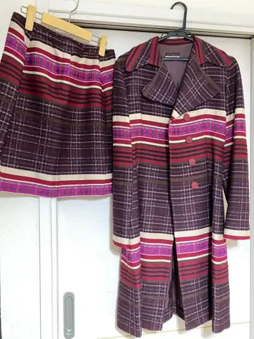 이탈리아제 스트라이프 패턴 코트 & 스커트 셋업