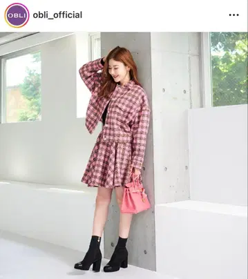 오블리 OBLI 체크 스커트 프리 사이즈