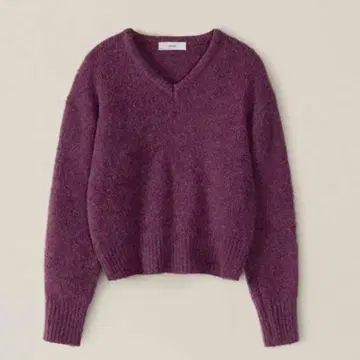 OHOTORO 믹스 V넥 스웨터 퍼플 프리 사이즈