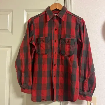 WAREHOUSE 빨간색 그레이 체크 플란넬 셔츠 SM