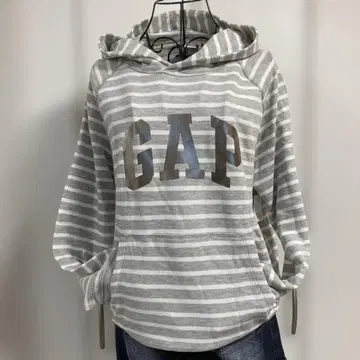 [ 새상품 ] GAP 그레이와 화이트 스트라이프 후드티 M 사이즈