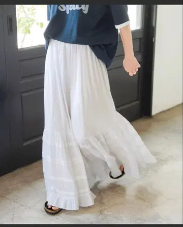 Spick & Span 코튼 크레이프 개더 스커트