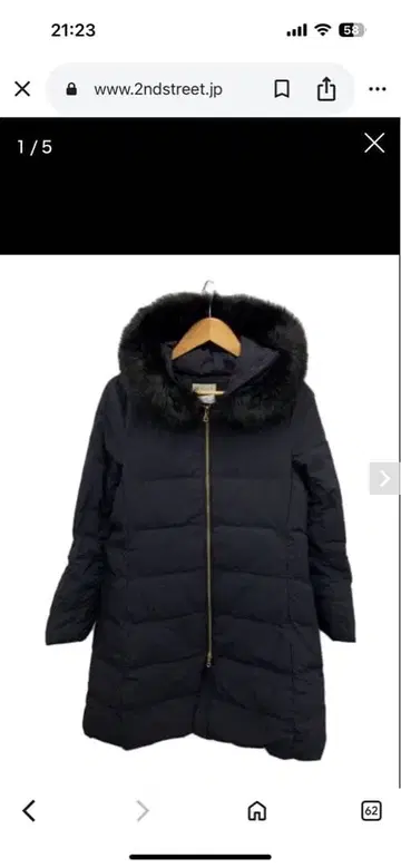 [새상품급] 플라스테 롱 다운 코트 여성용 인조 모피 블랙 M