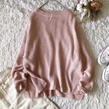 Theory 리브 오버 사이즈 니트 코튼 캐시미어 핑크