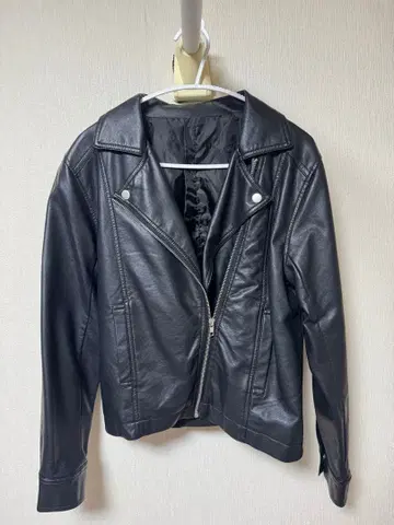 인조 가죽 라이더 자켓 블랙 여성용 M 사이즈