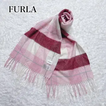 FURLA 훌라 캐시미어 스톨 머플러 체크 핑크 계열