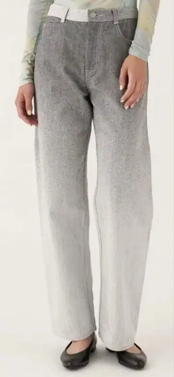 그라데이션 자카드 데님 스트레이트 팬츠 사이즈 34 DES PRE'S