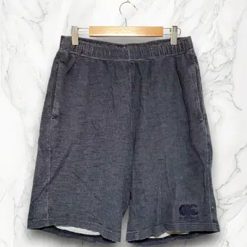 캔터베리 허리밴딩 하프 팬츠 로고 M 코튼 무지 데님풍