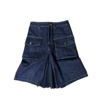 다크 데님 플리츠 스커트