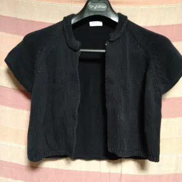 A-K-R-I-S-punto 블랙 반팔 숏 가디건