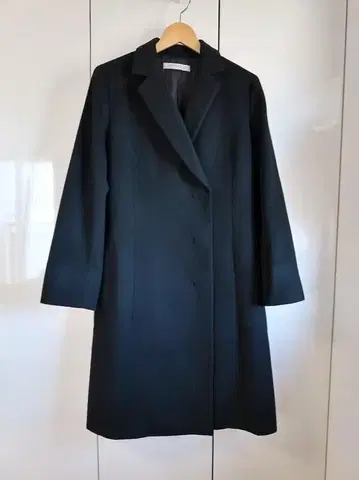 새상품급 언클라인 빅 사이즈 13호 캐시미어 100% 롱 코트 블랙