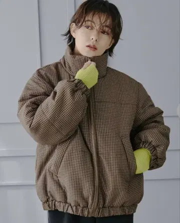 시마무라 megumi님 충전솜 다운 체크 자켓 브라운 L