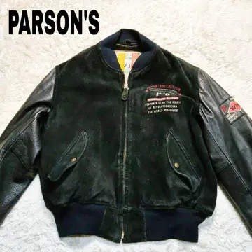 레어 빈티지 PERSON'S 바시티 자켓 소가죽 BLK