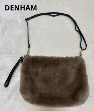 DENHAM 퍼 숄더백 클러치백 브라운