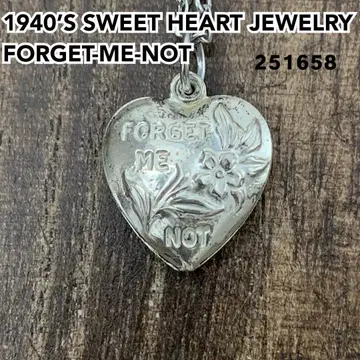 스위트하트 주얼리 물망초 실버 빈티지 목걸이 NAVY