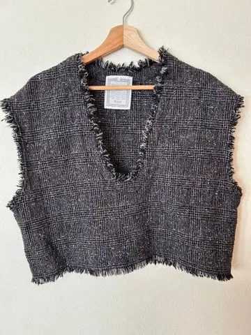 [ 새상품급 ] 비어즐리 트위드 베스트 레이어드 그레이