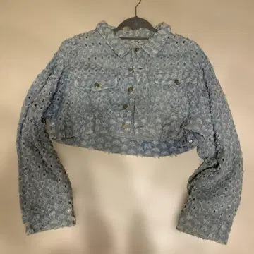 스카이블루 크롭 데님 자켓