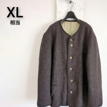 유로 구제 의류 티롤리안 자켓 노카라 그레이 우드 버튼 XL