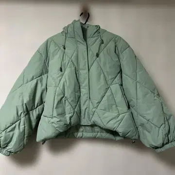 민트 그린 퀼팅 다운 자켓