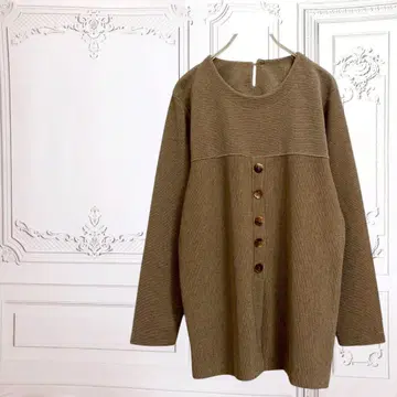 티셔츠/풀오버 긴팔 [ F ] 브라운 무지 일본제