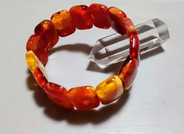빨간색과 오렌지 컬러 앰버 팔찌 인기 17cm