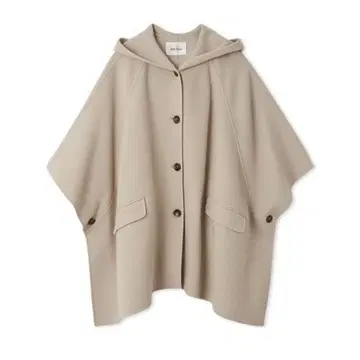 미라 오웬 후드 판초 코트 아이보리