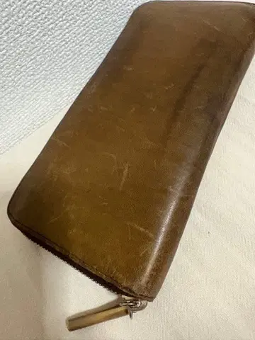 genten 브라운 가죽 장지갑 지퍼식