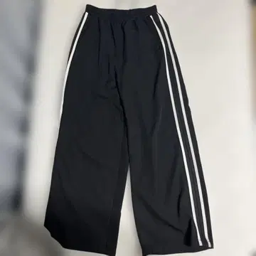 블랙 트랙 와이드 팬츠