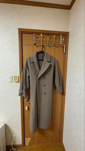 레이 캐신 그레이 롱 코트 허리 리본 포함