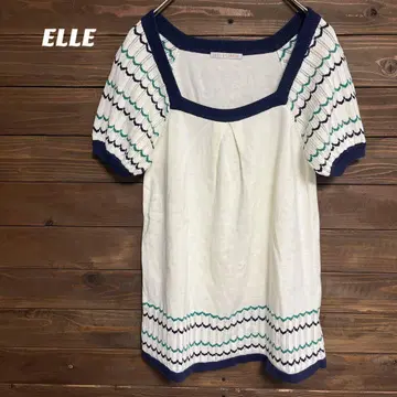 [엘르] ELLE 반팔 튜닉 블라우스 스퀘어넥 M