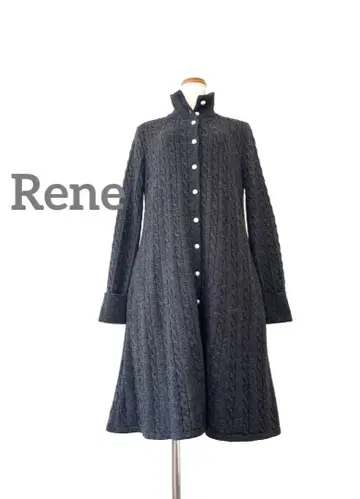 새상품급 Rene 루네 캐시미어 혼방 니트 코트 A라인 펄 버튼