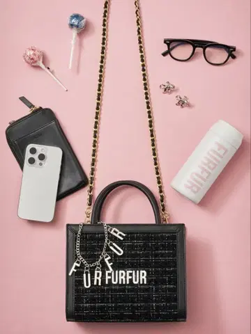 FURFUR 트위드 로고 토트백 퍼퍼 숄더 BAG