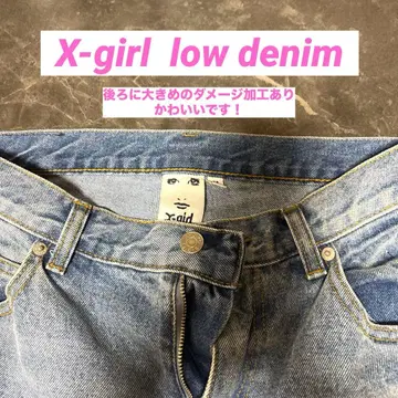 X-girl 엑스걸 로우 데님 데미지 진