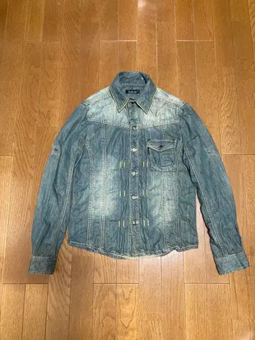 [TORNADO MART] 주름 가공 인디고 데님 셔츠 자켓 M