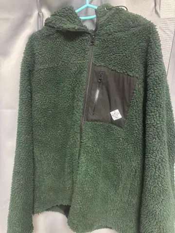플리스 자켓 다크 그린 후드 부착