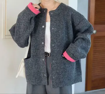 FREAK'S STORE 한정판 전개 안감 배색 스냅 니트 가디건